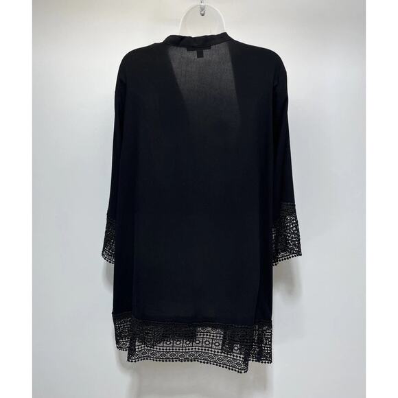 Studio Works Burnout cardigan sweater, Black with lace & sleeve trim, NWT 2X - Picture 6 of 8